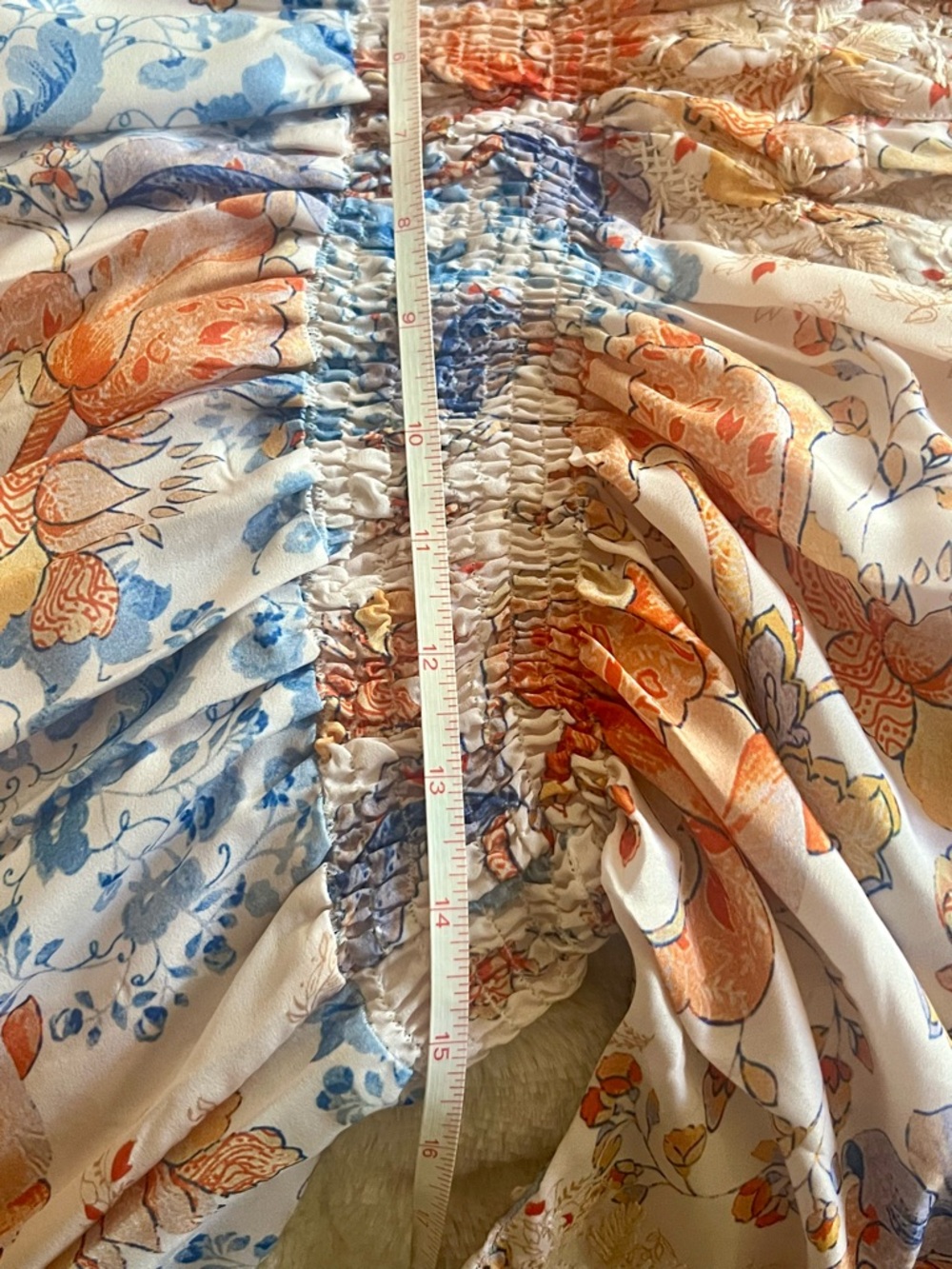 Floral Smocked Waist Maxi Dress In Peach And Blue By Love Kayla View 5